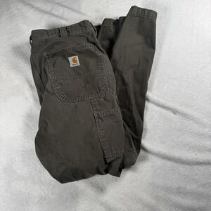 Carhartt Pants Mens 34x30 Gray Workwear Utility Carpenter Double Knee Distressed